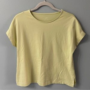J. Jill Luxe Supima Cotton Relaxed Tee XSmall Petite Boxy Short Sleeve Green